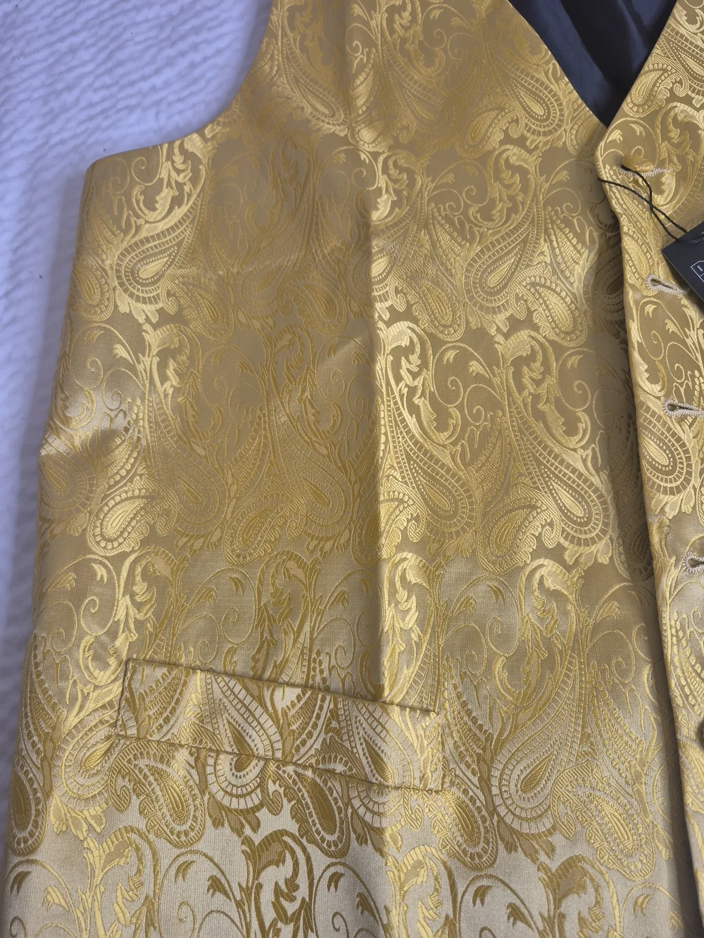 Barry.Wang Gold Paisley Formal Vest M  Regular Size Men's Dress Waistcoat